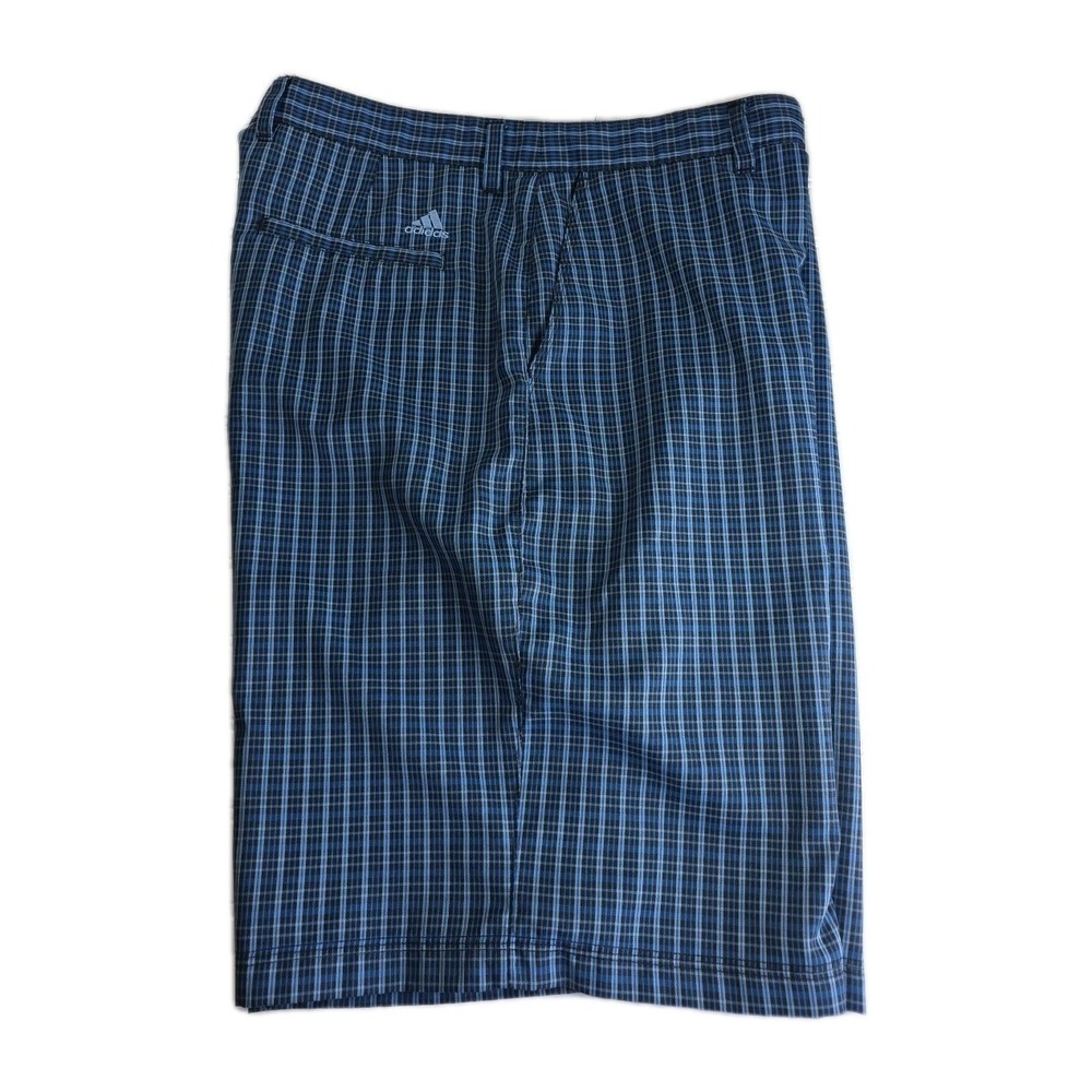 ADIDAS MEN GOLF SHORTS BLUE GRAY PLAID STRETCH SIZE 40